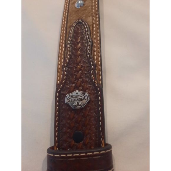 Cavenders Accessories Cavenders Leather Belt Genuine Brown Cow Hair